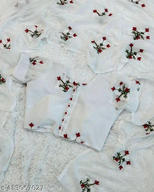 Presenting Special Gerogtte Party Wear Saree And chain Stich work   - amamestyle