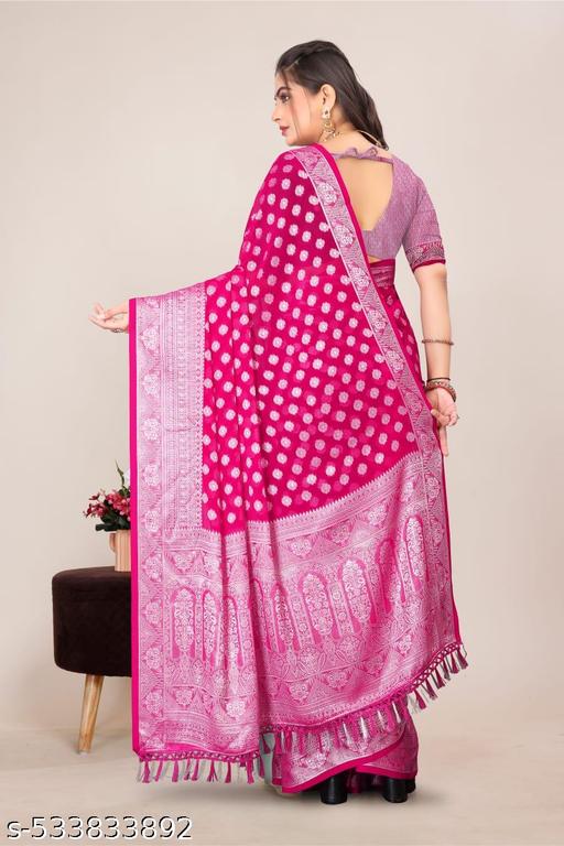 Fox Georgette  silver buti Ladli silk saree - amamestyle