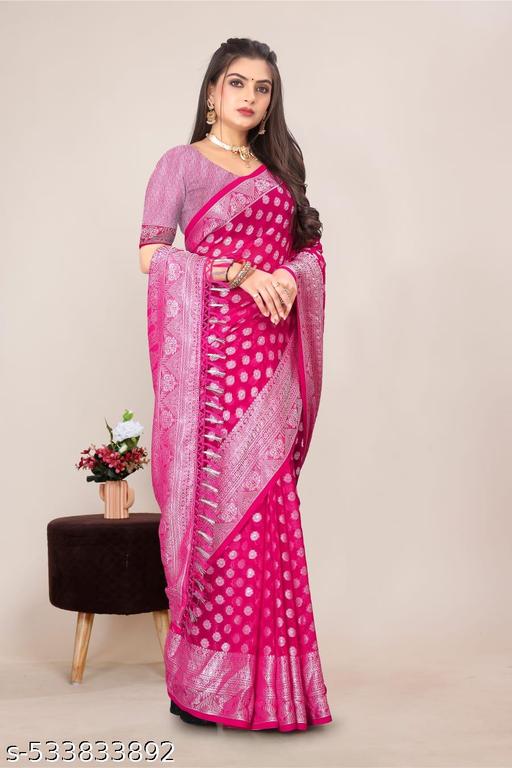 Fox Georgette  silver buti Ladli silk saree - amamestyle