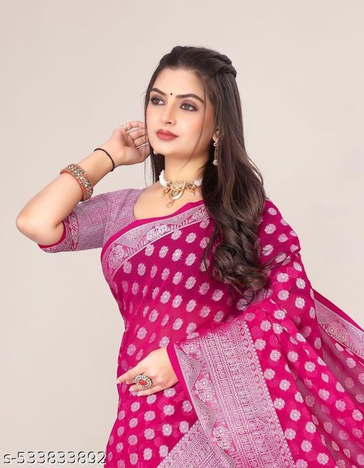 Fox Georgette  silver buti Ladli silk saree - amamestyle