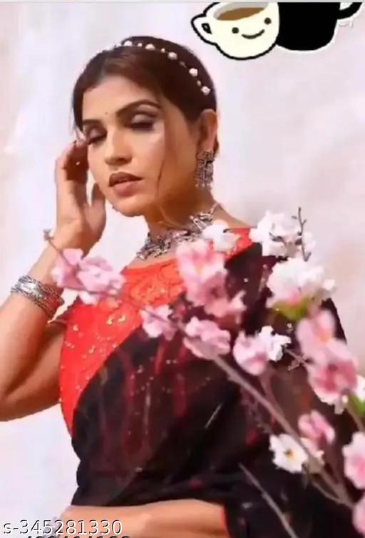 Beautiul Soft Georgette Latkans Saree With Blouse - amamestyle