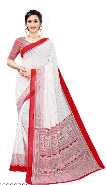 Beautiful! Designer Printed Georgette Saree With Blouse