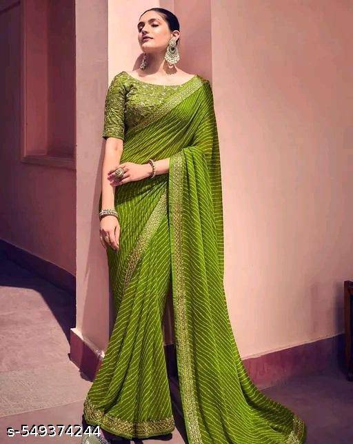 Fancy designer Laheriya  Pretty Sarees With New Fancy  Border With Blouse Piece. - amamestyle