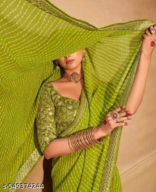 Fancy designer Laheriya  Pretty Sarees With New Fancy  Border With Blouse Piece. - amamestyle