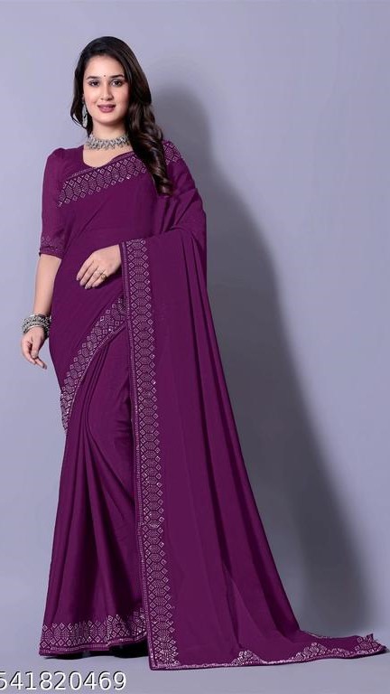 SAREE Gorgeous ART SLIK Saree With Siroski Stone Broder Work/Fancy saree/designer saree