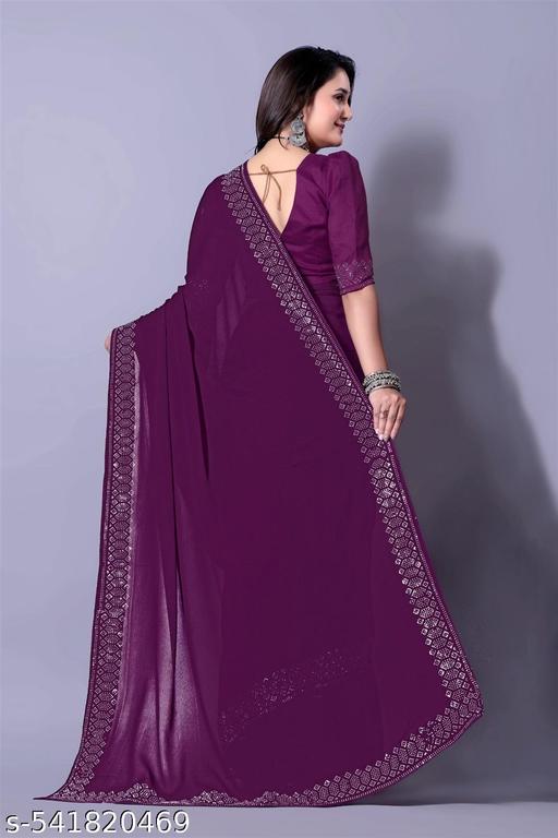 SAREE Gorgeous ART SLIK Saree With Siroski Stone Broder Work/Fancy saree/designer saree - amamestyle