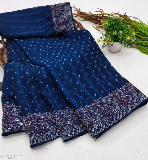 SI_PP WEDDING GEORGETTE hotfix  work FIROJI saree