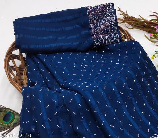 SI_PP WEDDING GEORGETTE hotfix  work FIROJI saree - amamestyle