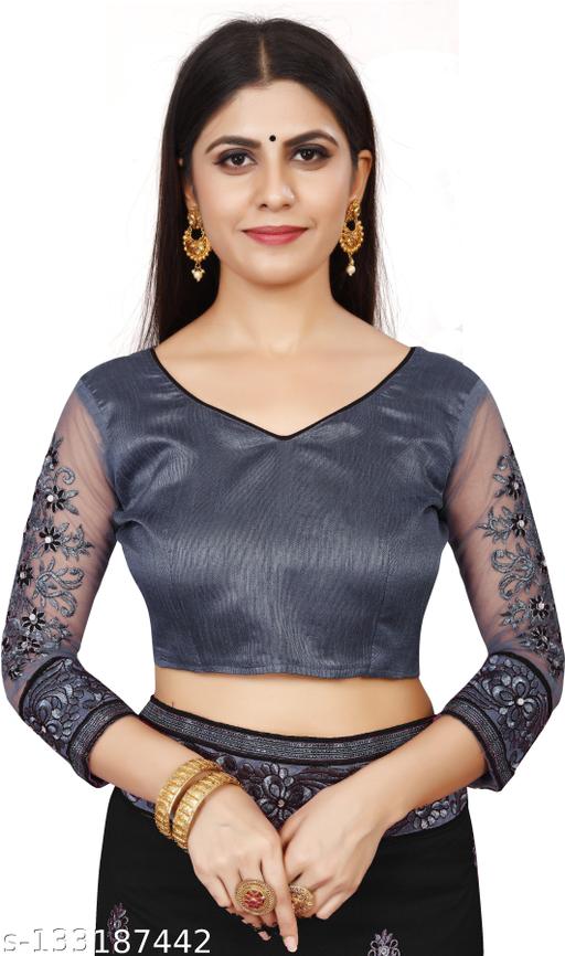 Embroidered Fashion Georgette Saree  (Black,Grey) - amamestyle