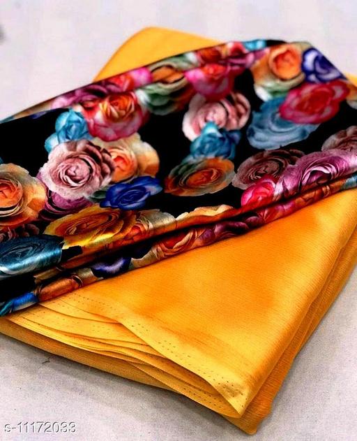 Heavy shiffon plen saree with digital printed blouse saree for women - amamestyle