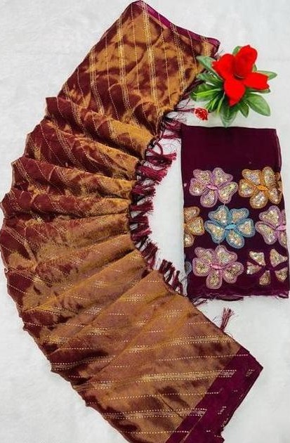 Ready To Wear Brasso Silk Saree With Sequence Work Blouse