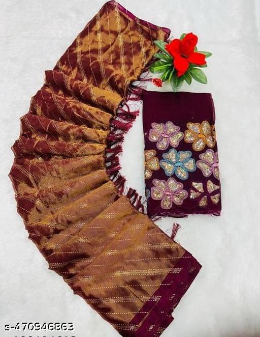 Ready To Wear Brasso Silk Saree With Sequence Work Blouse - amamestyle