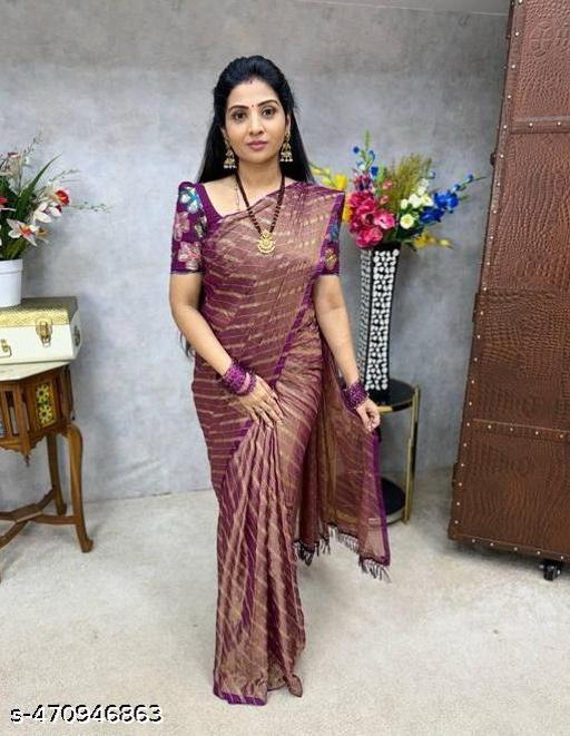 Ready To Wear Brasso Silk Saree With Sequence Work Blouse - amamestyle