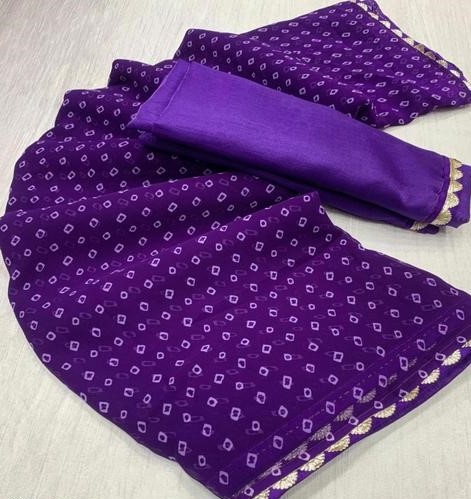 Purple Bandhani Printed Georgette Saree
