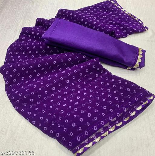 Purple Bandhani Printed Georgette Saree
 - amamestyle