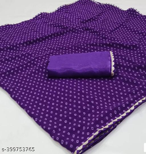 Purple Bandhani Printed Georgette Saree
 - amamestyle