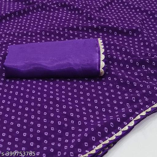 Purple Bandhani Printed Georgette Saree
 - amamestyle