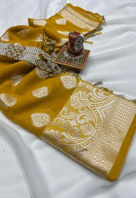 Silver Stone (saree with stone and jallar) - beautiful saree / saree with blouse / saree with stone / blue saree / saree with flower / sarre / saree with stone and jallar / silver stone.