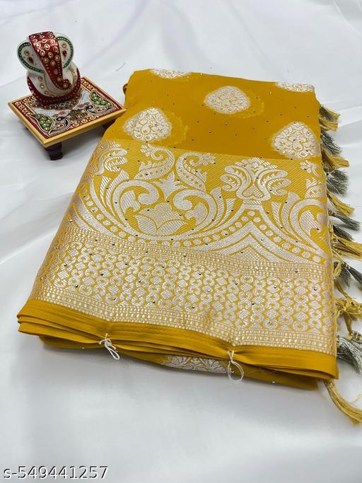 Silver Stone (saree with stone and jallar) - beautiful saree / saree with blouse / saree with stone / blue saree / saree with flower / sarre / saree with stone and jallar / silver stone. - amamestyle
