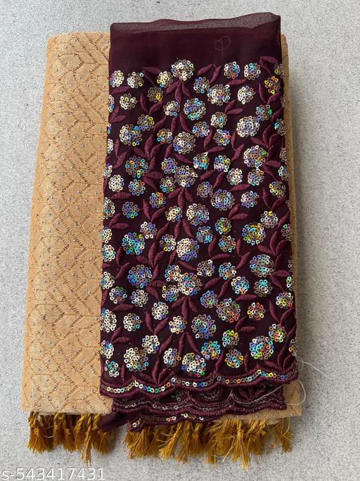 Woman's Net Lastest Siroski Stone Work Saree With Unstiched Blouse Piece - amamestyle