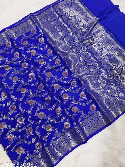 BANARASI VERY PREMIUM QUALITY SEMI GEOGRETEE SOFT SILK SAREE  - amamestyle