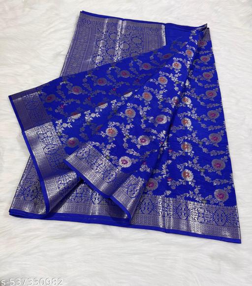 BANARASI VERY PREMIUM QUALITY SEMI GEOGRETEE SOFT SILK SAREE  - amamestyle