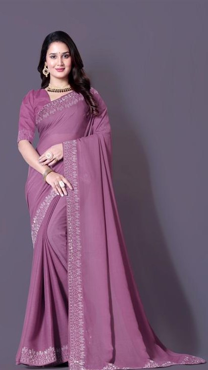 Art  Stone Work hotfix Sari For new design saree for Women's & Girls With Running Blouse Piece