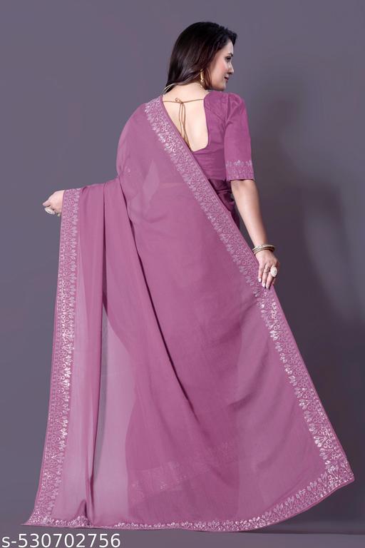 Art  Stone Work hotfix Sari For new design saree for Women's & Girls With Running Blouse Piece - amamestyle