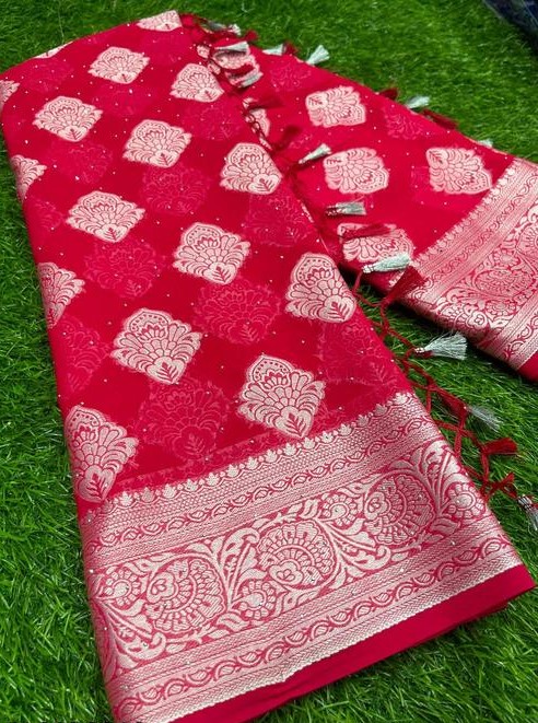 Silver Stone (saree with stone and jallar) - beautiful saree / saree with blouse / saree with stone / blue saree / saree with flower / sarre / saree with stone and jallar / silver stone.