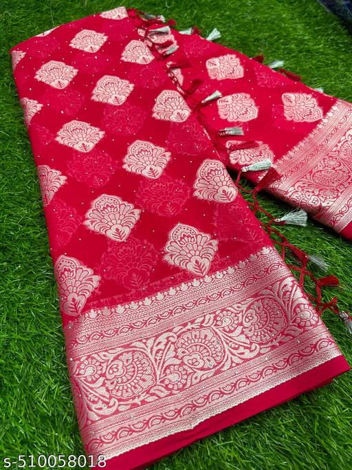 Silver Stone (saree with stone and jallar) - beautiful saree / saree with blouse / saree with stone / blue saree / saree with flower / sarre / saree with stone and jallar / silver stone. - amamestyle