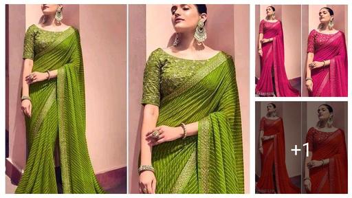Fancy Designer  Lehriya  Pretty Sarees With New Fancy  Border With Blouse Piece.
