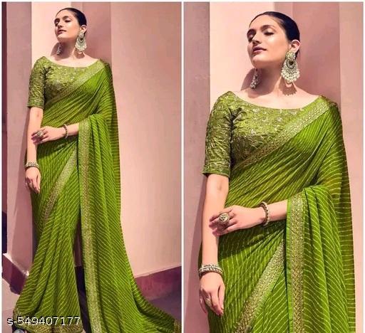 Fancy Designer  Lehriya  Pretty Sarees With New Fancy  Border With Blouse Piece. - amamestyle