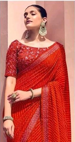 Fancy Designer  Lehriya  Pretty Sarees With New Fancy  Border With Blouse Piece.