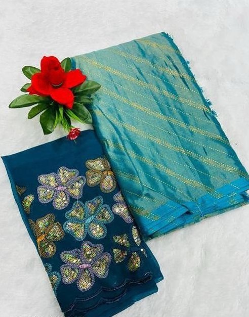 Ready To Wear Brasso Silk Saree With Sequence Work Blouse