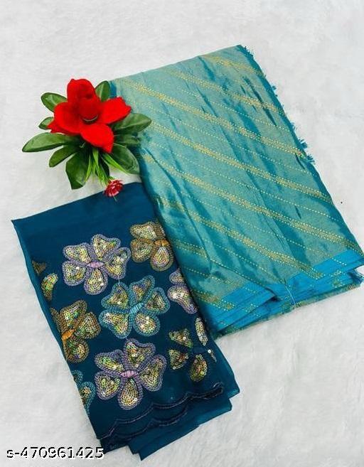 Ready To Wear Brasso Silk Saree With Sequence Work Blouse - amamestyle