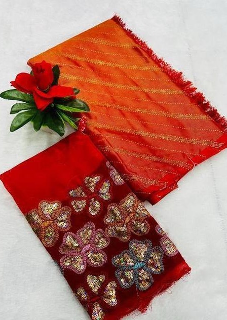 Ready To Wear Brasso Silk Saree With Sequence Work Blouse