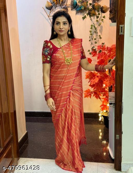 Ready To Wear Brasso Silk Saree With Sequence Work Blouse - amamestyle