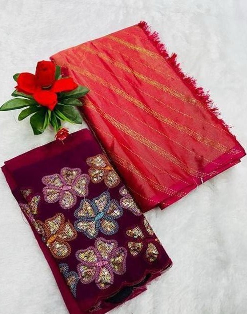 Ready To Wear Brasso Silk Saree With Sequence Work Blouse