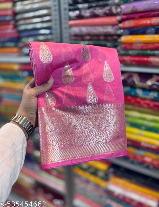 BANARASI VERY PREMIUM QUALITY SEMI GEOGRETEE SOFT SILK SAREE  - amamestyle