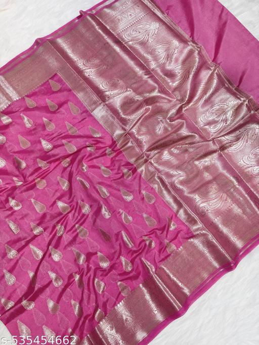 BANARASI VERY PREMIUM QUALITY SEMI GEOGRETEE SOFT SILK SAREE  - amamestyle