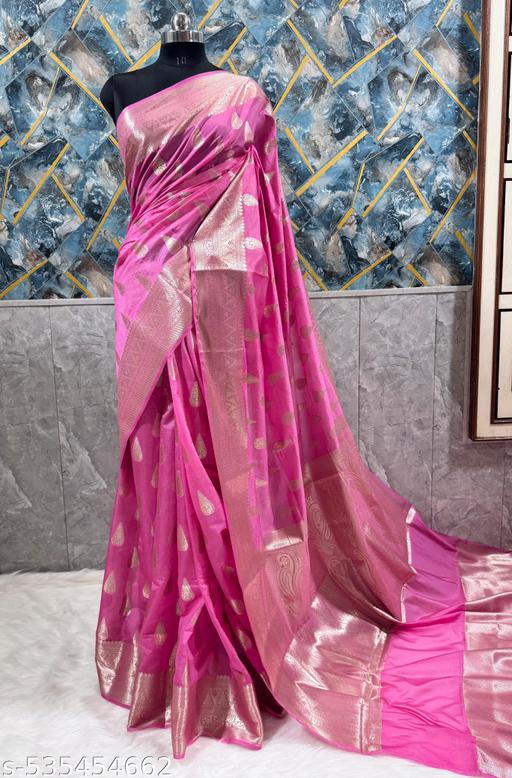 BANARASI VERY PREMIUM QUALITY SEMI GEOGRETEE SOFT SILK SAREE  - amamestyle