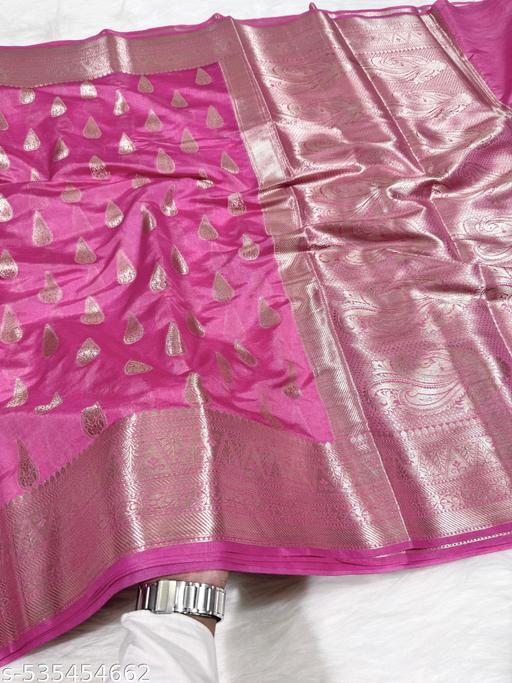 BANARASI VERY PREMIUM QUALITY SEMI GEOGRETEE SOFT SILK SAREE  - amamestyle