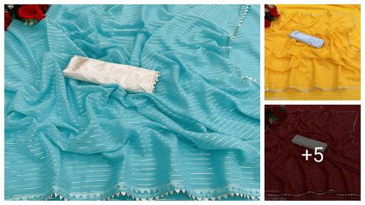 Party Wear Fancy Georgette Silver lines Saree With Silver Matty Blouse