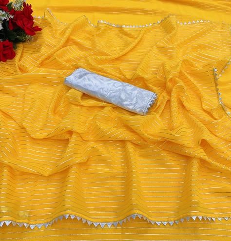 Party Wear Fancy Georgette Silver lines Saree With Silver Matty Blouse