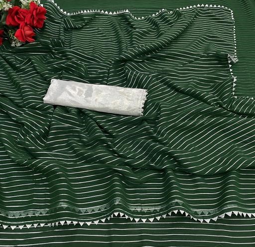 Party Wear Fancy Georgette Silver lines Saree With Silver Matty Blouse