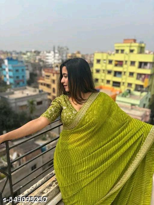 Fancy Designer  Lehriya  Pretty Sarees With New Fancy  Border With Blouse Piece. - amamestyle