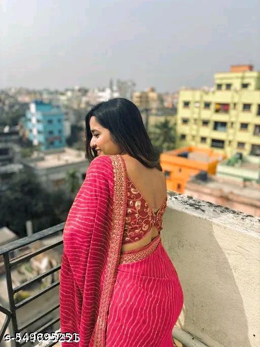 Fancy Designer  Lehriya  Pretty Sarees With New Fancy  Border With Blouse Piece. - amamestyle