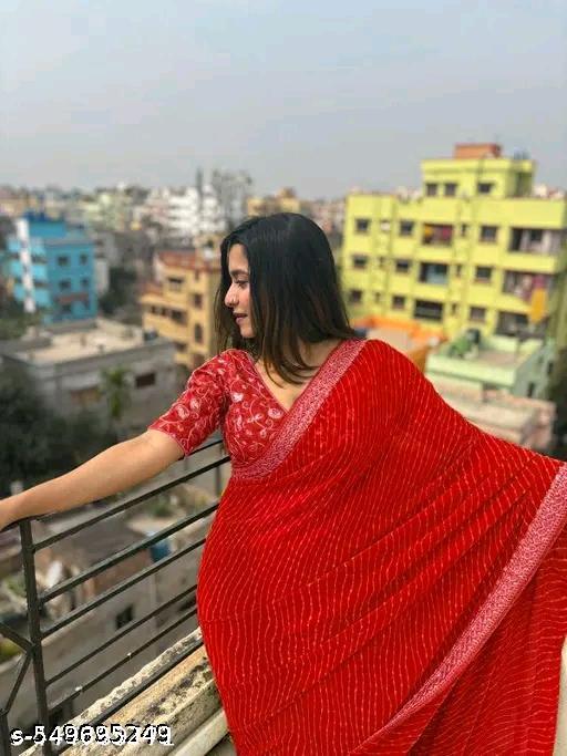 Fancy Designer  Lehriya  Pretty Sarees With New Fancy  Border With Blouse Piece. - amamestyle