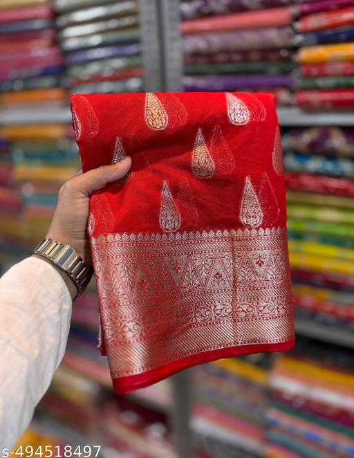 BANARASI VERY UNIQUE COLLECTION AND PREMIUM QUALITY SEMI GEOGRETEE SOFT SILK SAREE - amamestyle