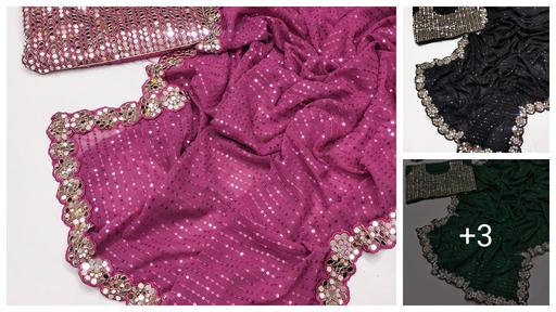 Fency Disener Georgette Pretty Sarees With New Fency  Border With Blouse Piece.